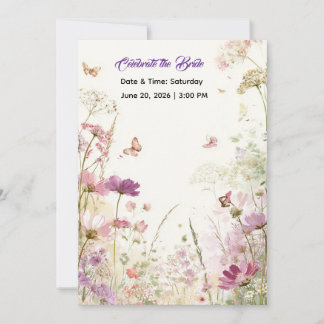 Elegant Summer Meadow Wildflowers Bridal Shower Kaart