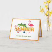 Elegant Summer Pink Flamingo Palm Tree Greep Kaart (Gele Bloem)