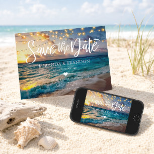 Elegant Summer Sunset Beach String Lights, Weddens Save The Date