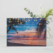 Elegant Summer Sunset Palm Beach Wedding Kaart (Staand voorkant)