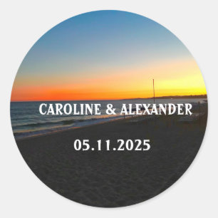 Elegant Summer Sunset Tropical Beach Hawaii Ronde Sticker