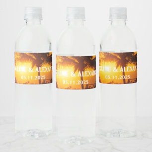 Elegant Summer Sunset Tropical Beach Hawaii Waterfles Etiket