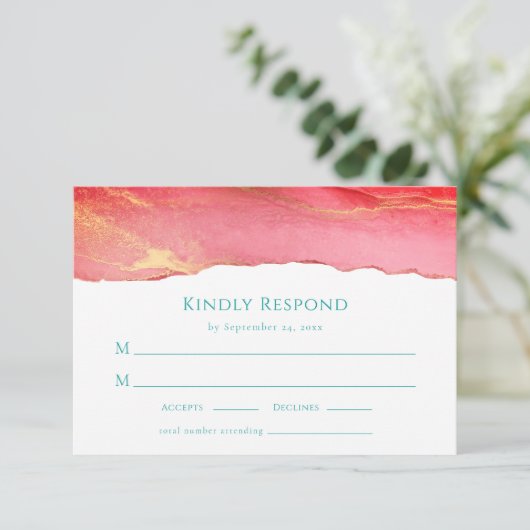 Elegant Summer Wedding RSVP Response Kaart (Staand voorkant)