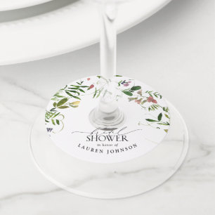 Elegant Summer Wildflower Waterverf Vrijgezellenfe Wijnglaslabel