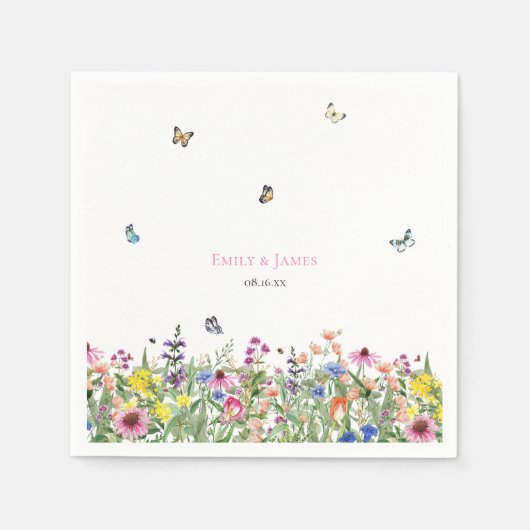 Elegant Summer Wildflower Weddenschap Servet (Voorkant)