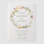 Elegant Summer Wildflower Wreath Wedding Vellum Uitnodigingen (Voorkant)