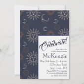 Elegant Sun en Moon op Blue Celestial Baby shower Kaart (Voorkant)