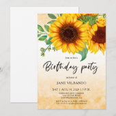 Elegant Sunflower Birthday Party Invitation (Devant / Derrière)