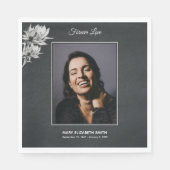 Elegant Sunflower Black Foto Funeral Memorial Servet (Voorkant)