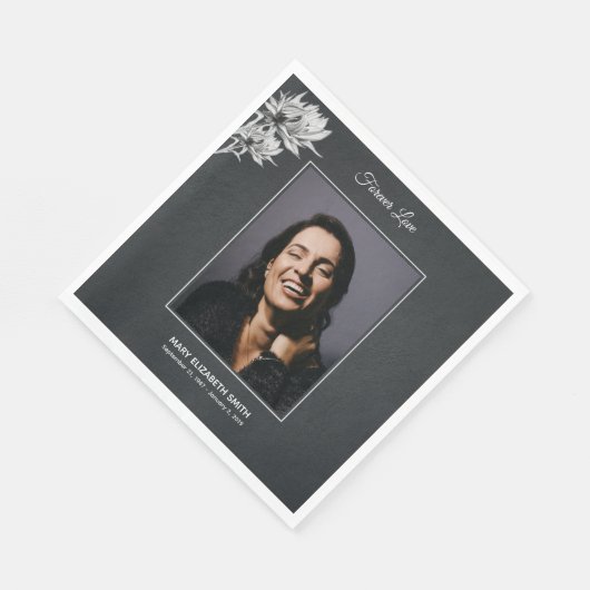 Elegant Sunflower Black Foto Funeral Memorial Servet (Hoek)