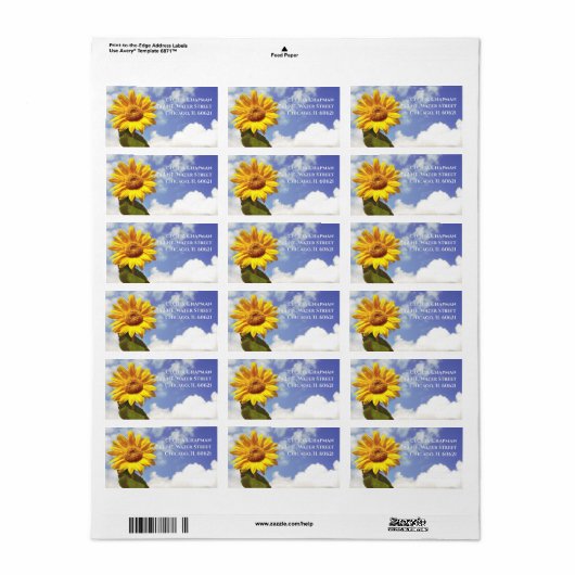 Elegant Sunflower Boho Persoonlijk retouradres Etiket (Full Sheet)