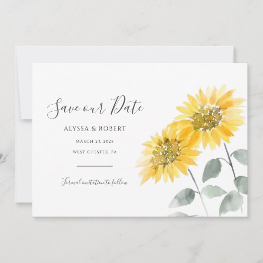 Elegant Sunflower Botanisch Save The Date (Voorkant)