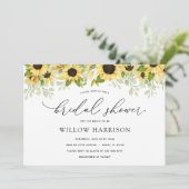 Elegant Sunflower Bridal Shower Invitation Kaart (Staand voorkant)