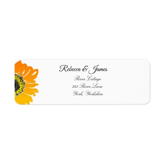 Elegant Sunflower bruiloft Return Address Label (Voorkant)