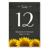 Elegant Sunflower Chalkboard Weddenschappen Number Kaart (Achterkant)