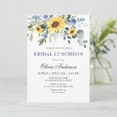 Elegant Sunflower Eucalyptus BRIDAL LUNCHEON Kaart (Staand voorkant)