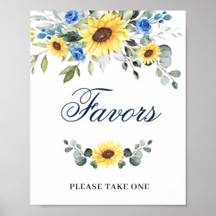 Elegant Sunflower Eucalyptus Favors Weddenschap Poster