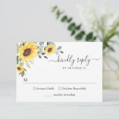 Elegant Sunflower Eucalyptus Floral Wedding RSVP (Staand voorkant)