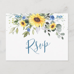 Elegant Sunflower Eucalyptus Floral Wedding RSVP Briefkaart