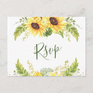 Elegant Sunflower Eucalyptus Floral Wedding RSVP Briefkaart