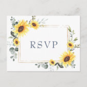 Elegant Sunflower Eucalyptus Floral Wedding RSVP Briefkaart (Voorkant)