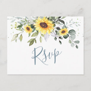 Elegant Sunflower Eucalyptus Floral Wedding RSVP Briefkaart