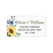 Elegant Sunflower Eucalyptus Greenery Adres Lab Etiket (Voorkant)