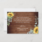 Elegant Sunflower Eucalyptus Greenery Bedankkaart (Achterkant)