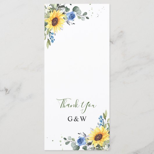Elegant Sunflower Eucalyptus Greenery Wedding Menu (Achterkant)