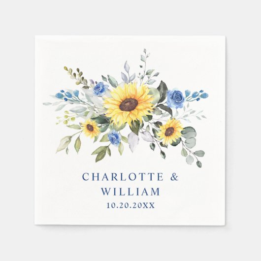 Elegant Sunflower Eucalyptus Greenery Wedding Servet (Voorkant)