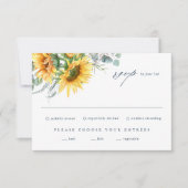 Elégant Sunflower Eucalyptus Mariage carte RSVP (Devant)