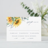 Elégant Sunflower Eucalyptus Mariage carte RSVP (Debout devant)