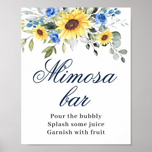 Elegant Sunflower Eucalyptus Mimosa Bar Poster (Voorkant)