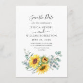 Elegant Sunflower Eucalyptus PHOTO Weddenschap Save The Date (Achterkant)