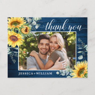 Elegant Sunflower Eucalyptus Rustic Hartelijk dank Briefkaart