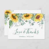 Elegant Sunflower Eucalyptus Rustic Wedding Bedankkaart (Voorkant / Achterkant)