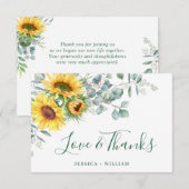 Elegant Sunflower Eucalyptus Rustic Wedding Bedankkaart (Voorkant / Achterkant)