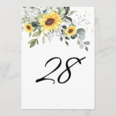 Elegant Sunflower Eucalyptus Table Number Kaart (Achterkant)