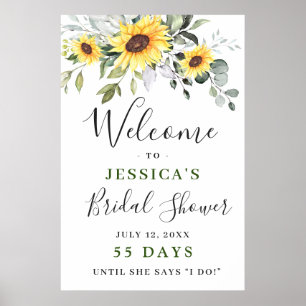 Elegant Sunflower Eucalyptus Vrijgezellenfeest Poster