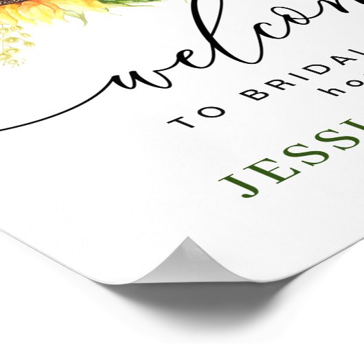 Elegant Sunflower Eucalyptus Vrijgezellenfeest Poster (Hoek)