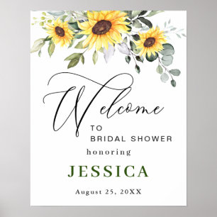 Elegant Sunflower Eucalyptus Vrijgezellenfeest Poster