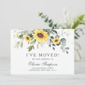 Elegant Sunflower Eucalyptus Waterverf Moving Aankondiging (Staand voorkant)