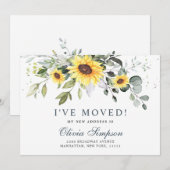 Elegant Sunflower Eucalyptus Waterverf Moving Aankondiging (Voorkant / Achterkant)