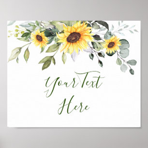 Elegant Sunflower Eucalyptus Weddenschap Aangepast Poster