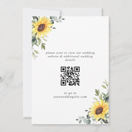 Elegant Sunflower Eucalyptus Weddenschap QR Code Kaart (Achterkant)