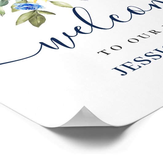 Elegant Sunflower Eucalyptus Weddenschap Welkomstb Poster (Hoek)