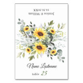 Elegant Sunflower Eucalyptus Wedding Escort Card Kaart (Voorkant)