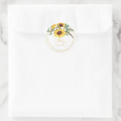 Elegant Sunflower Feather Wedding Bedankt Ronde Sticker (Tas)