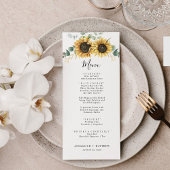 Elégant Sunflower Floral Eucalyptus Menu Mariage