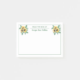 Elegant Sunflower Floral Teacher Monogrammen Post-it® Notes